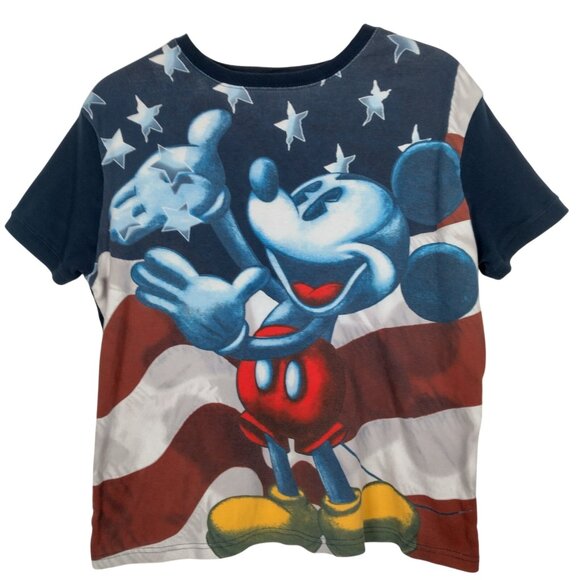 Walt Disney Wolrd Shirt Women XL Mickey Mouse Stars Stripes USA Flag Patriotic - Picture 1 of 12